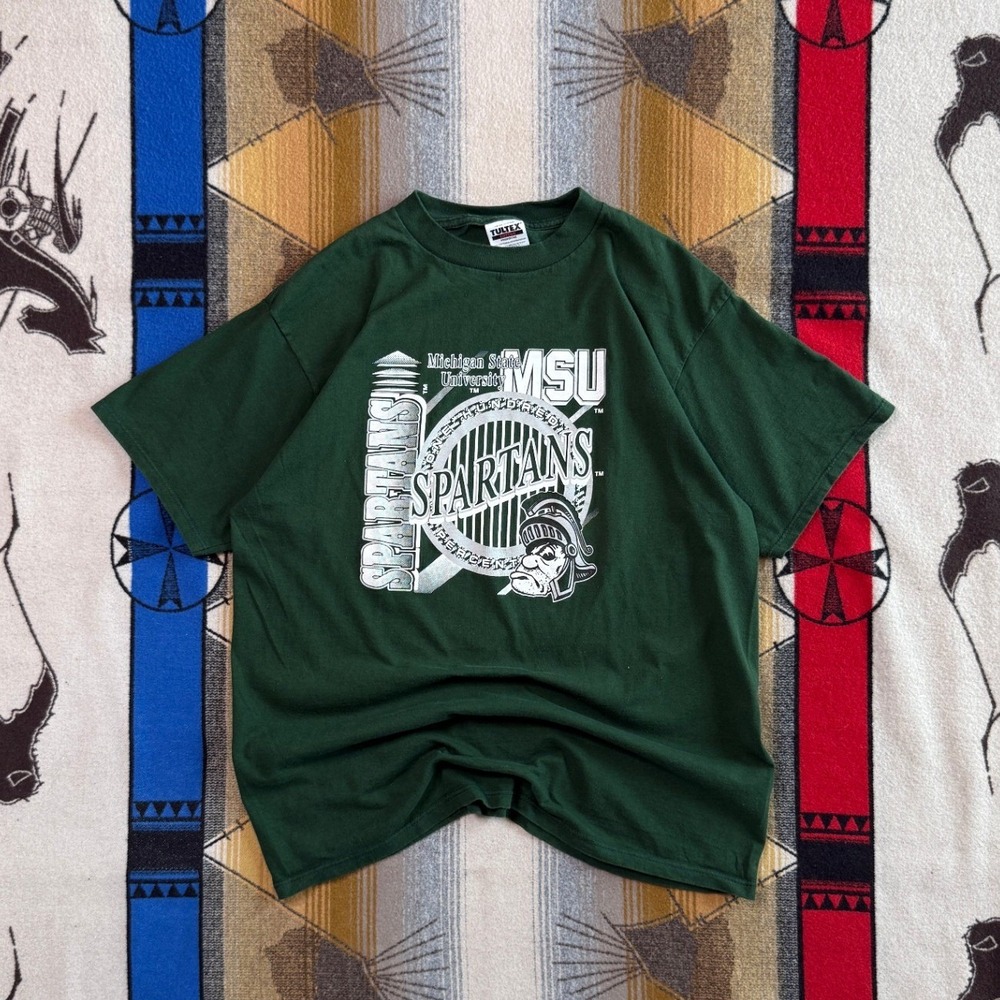 Vintage Michigan State University Spartans T-Shirt XL Green Tultex MSU Sparty